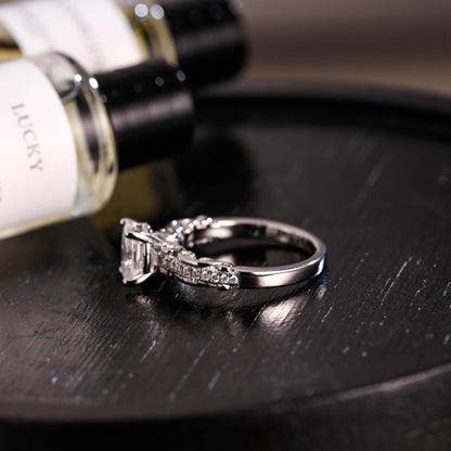 Solid Gold Oval Cut Moissanite Engagement Ring, Anniversary Gift Birthday Gift for Women Wife