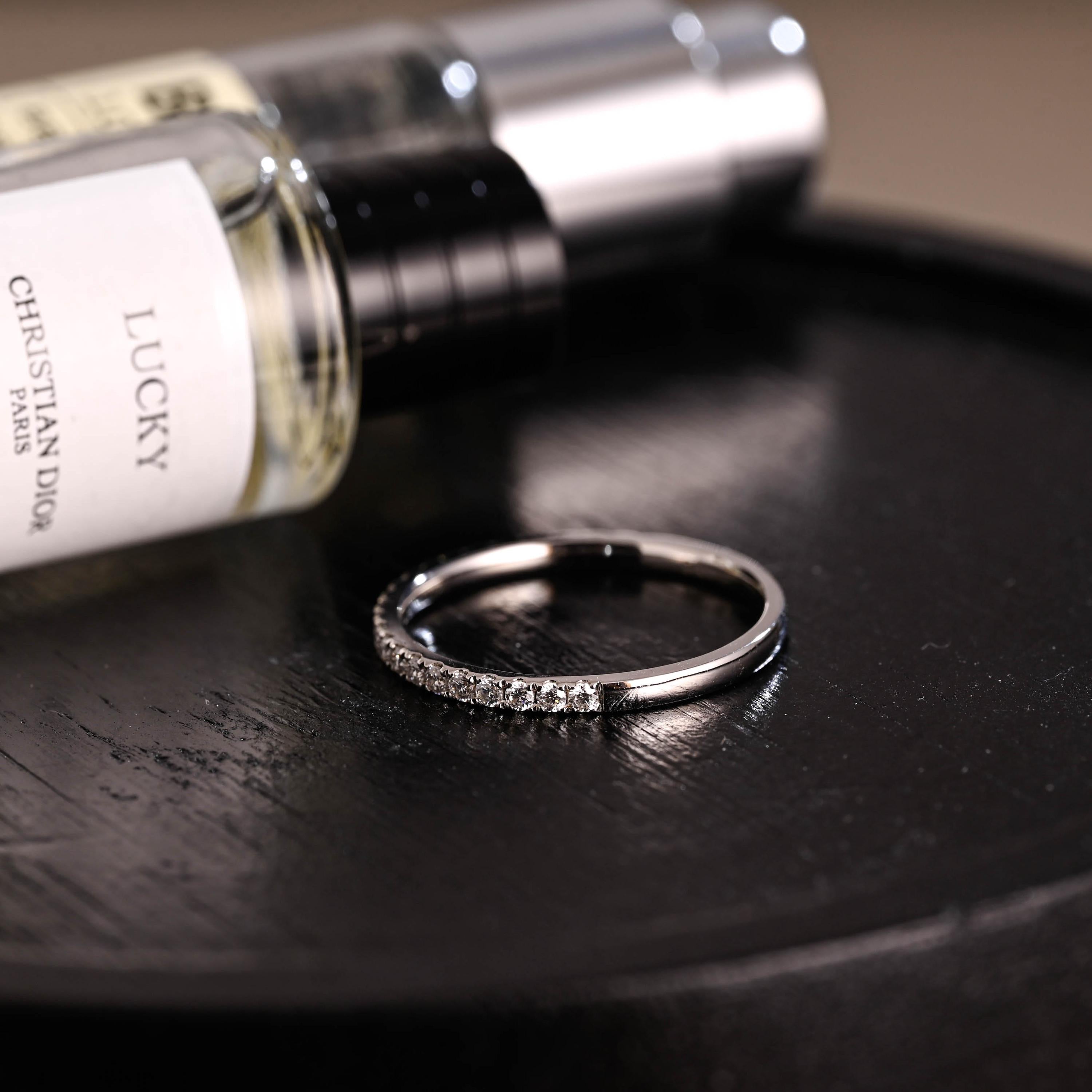 Solid Gold Moissanite Wedding Band, Round Cut Anniversary Ring