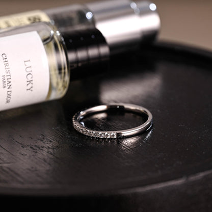 Solid Gold Moissanite Wedding Band, Round Cut Anniversary Ring