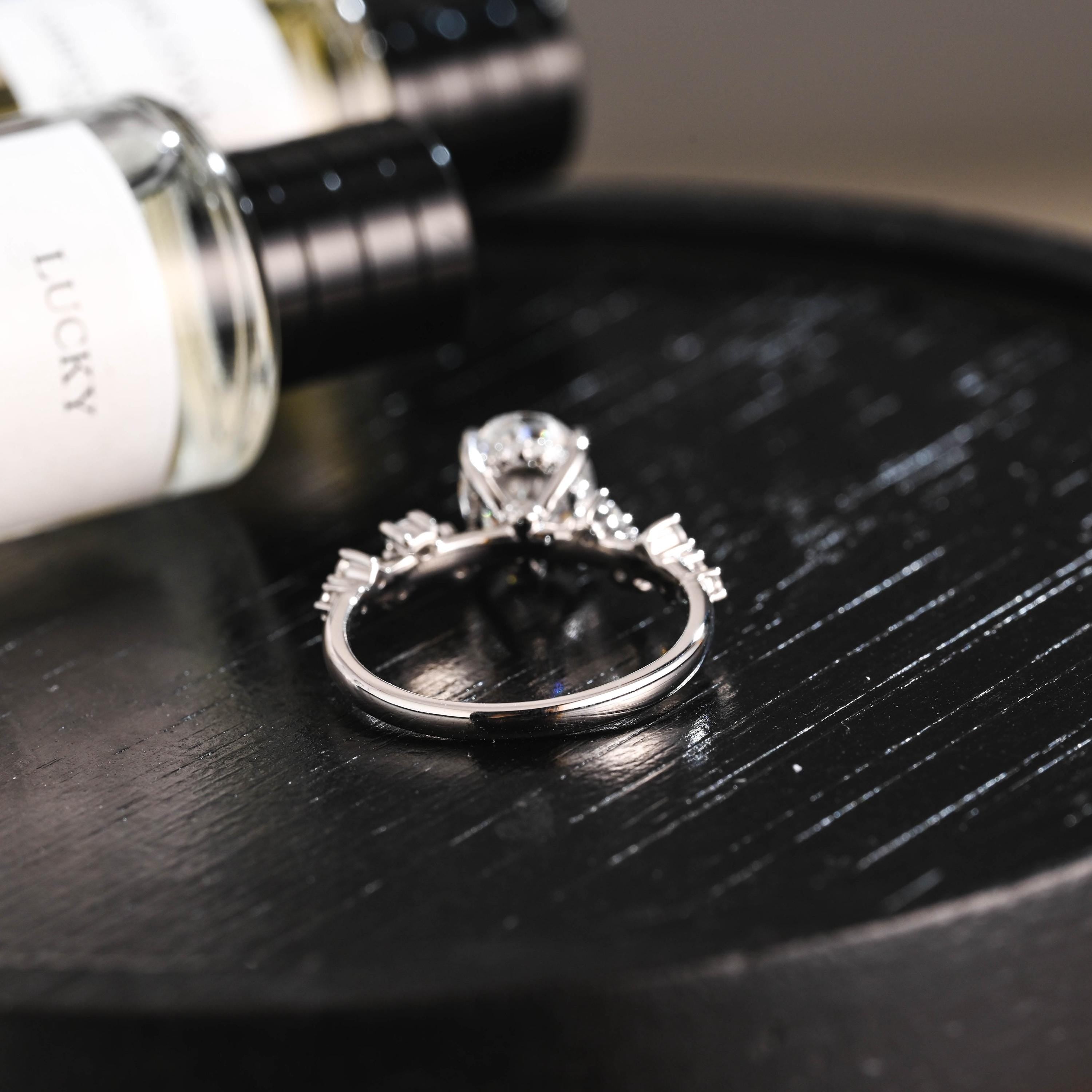 Solid Gold Oval Cut Moissanite Engagement Ring, Anniversary Gift Birthday Gift for Women Wife