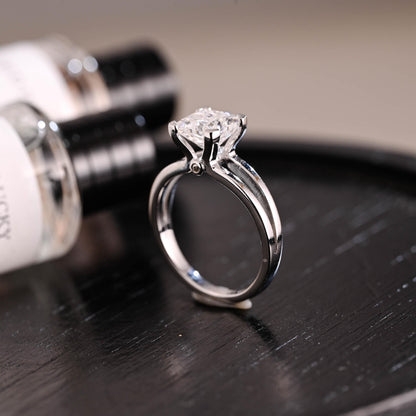 Solid Gold Princess Cut Moissanite Engagement Ring, Anniversary Gift Birthday Gift for Women Wife
