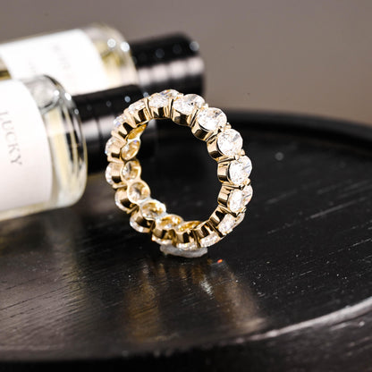 4*6mm Oval Moissanite Full Eternity Wedding Band, Solid Gold Ring