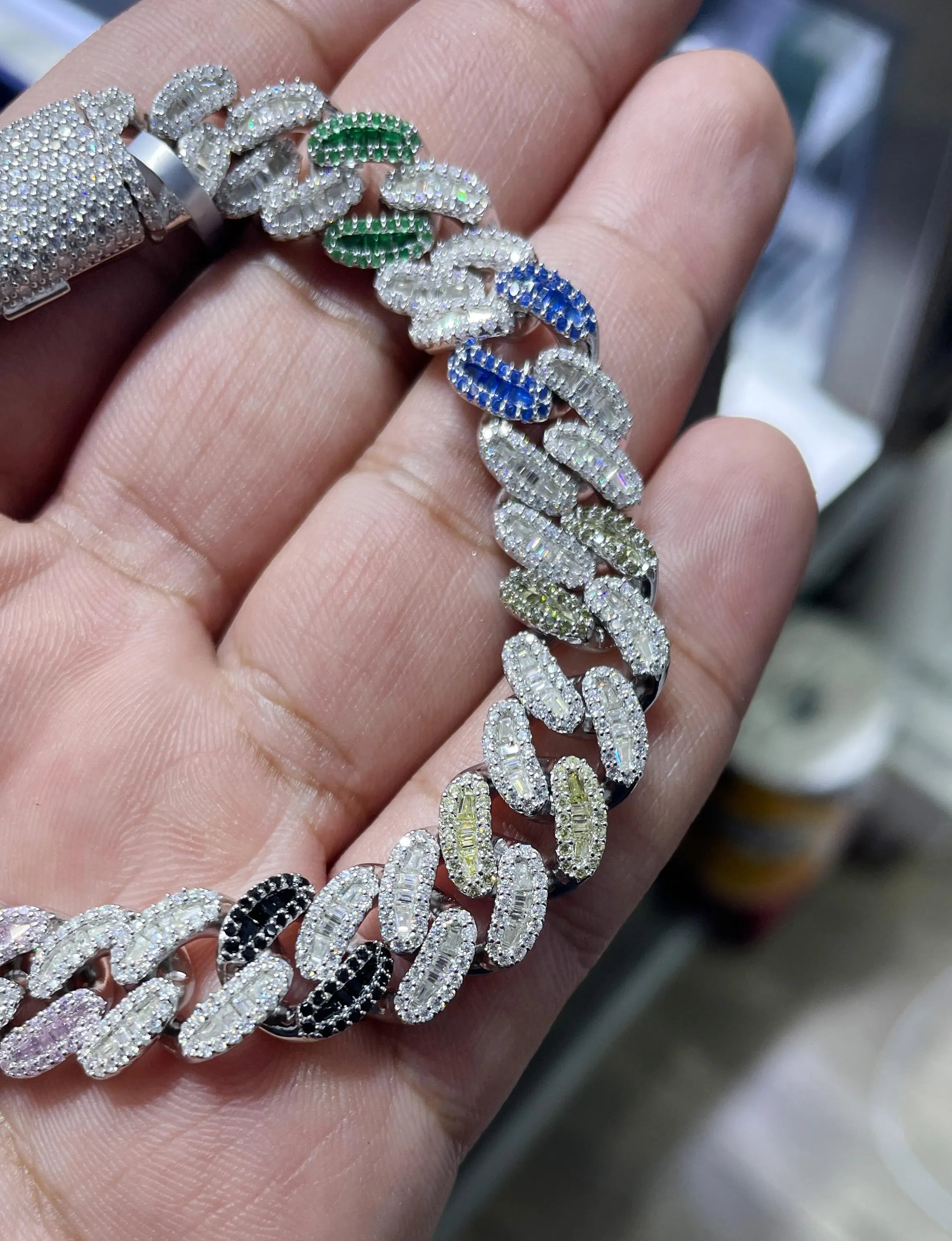 Moissanite Cuban Link Bracelet | 925 Sterling Silver Prong Set Iced Out Jewelry | VVS Sparkle Gift for Him Or Her | 12mm 8.5 Inches 9.91CTW