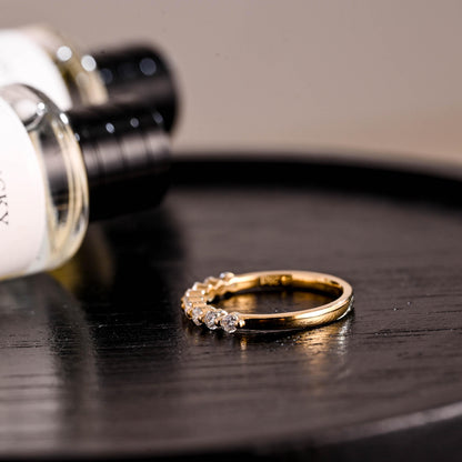 Solid Gold Moissanite Wedding Band, Half Eternity Ring
