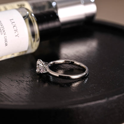 Solid Gold Three Stone Oval Moissanite Engagement Ring, Anniversary Gift for Women