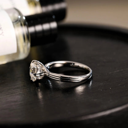 Solid Gold Asscher Cut Moissanite Engagement Ring, Anniversary Gift Birthday Gift for Women Wife