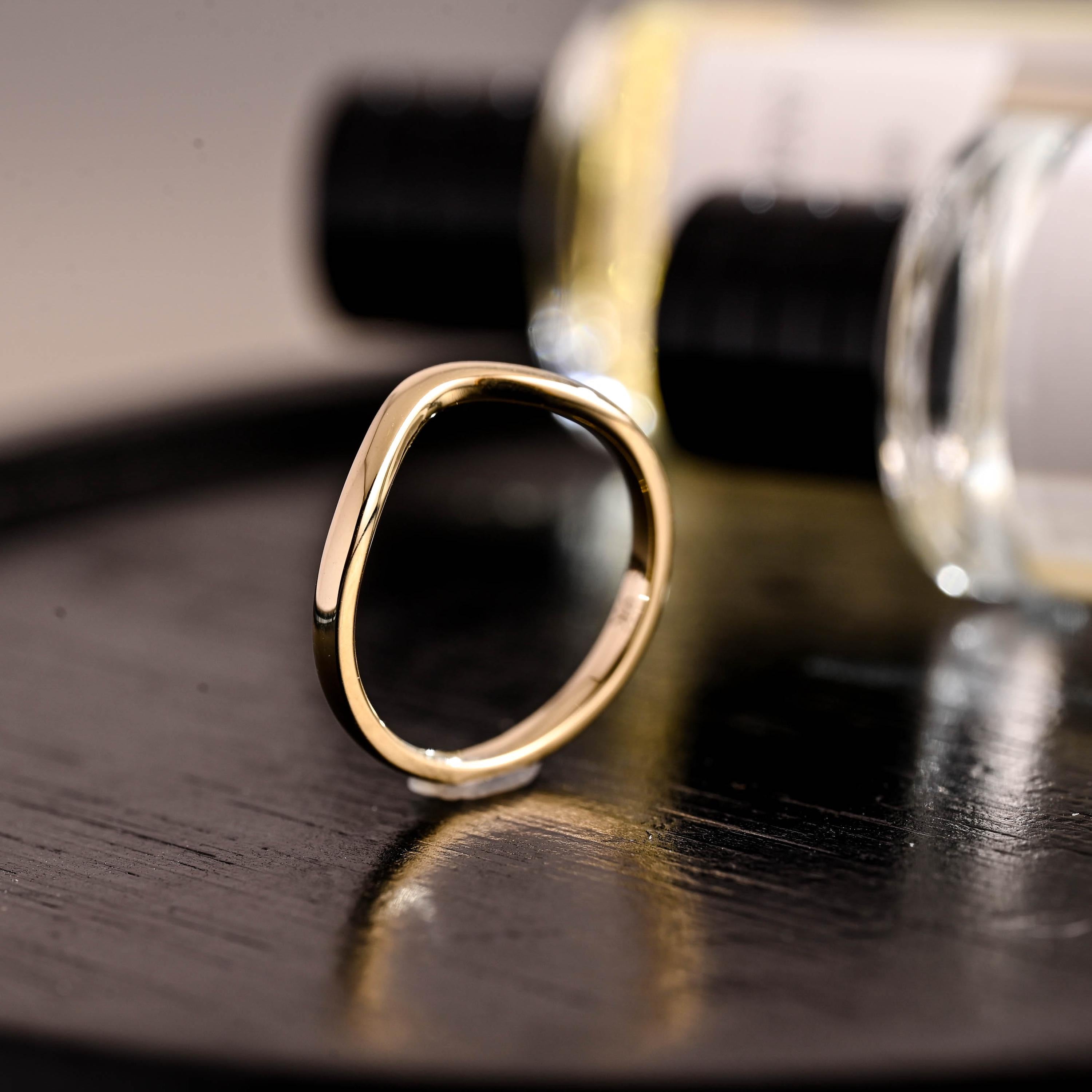 2mm Solid Gold Curved Wedding Band, Eternity Stacking Ring