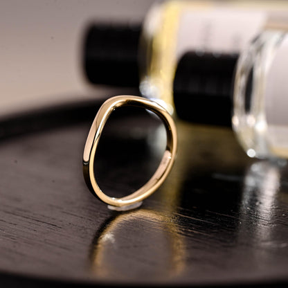 2mm Solid Gold Curved Wedding Band, Eternity Stacking Ring