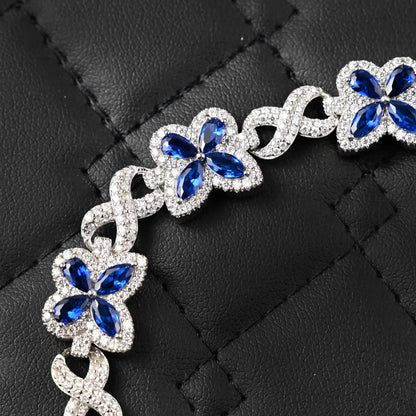 Butterfly Infinity Bracelet Blue Sapphire Bracelet 4.10CTW Moissanite VVS D Color | 925 Sterling Silver 14K Gold Plated 12MM