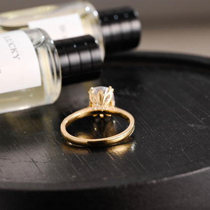 Hidden Halo Elongated Cushion Moissanite Engagement Ring, Solid Gold Proposal Ring, Promise Ring, Wedding Ring, Anniversary Gift for Women