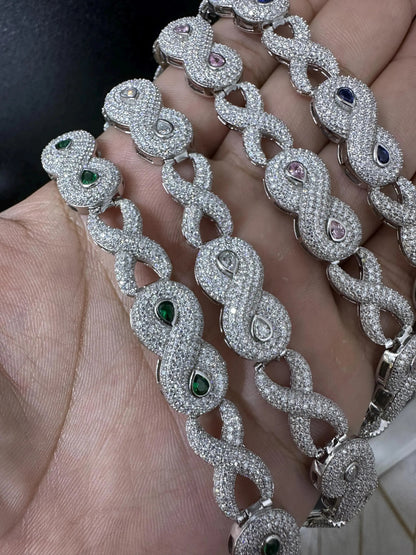 Iced Out VVS Moissanite Diamond Infinity Link Bracelet: 9.30ctw Miami Cuban