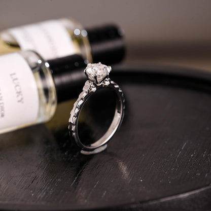 Solid Gold Round Cut Moissanite Engagement Ring, Anniversary Gift Birthday Gift for Women Wife