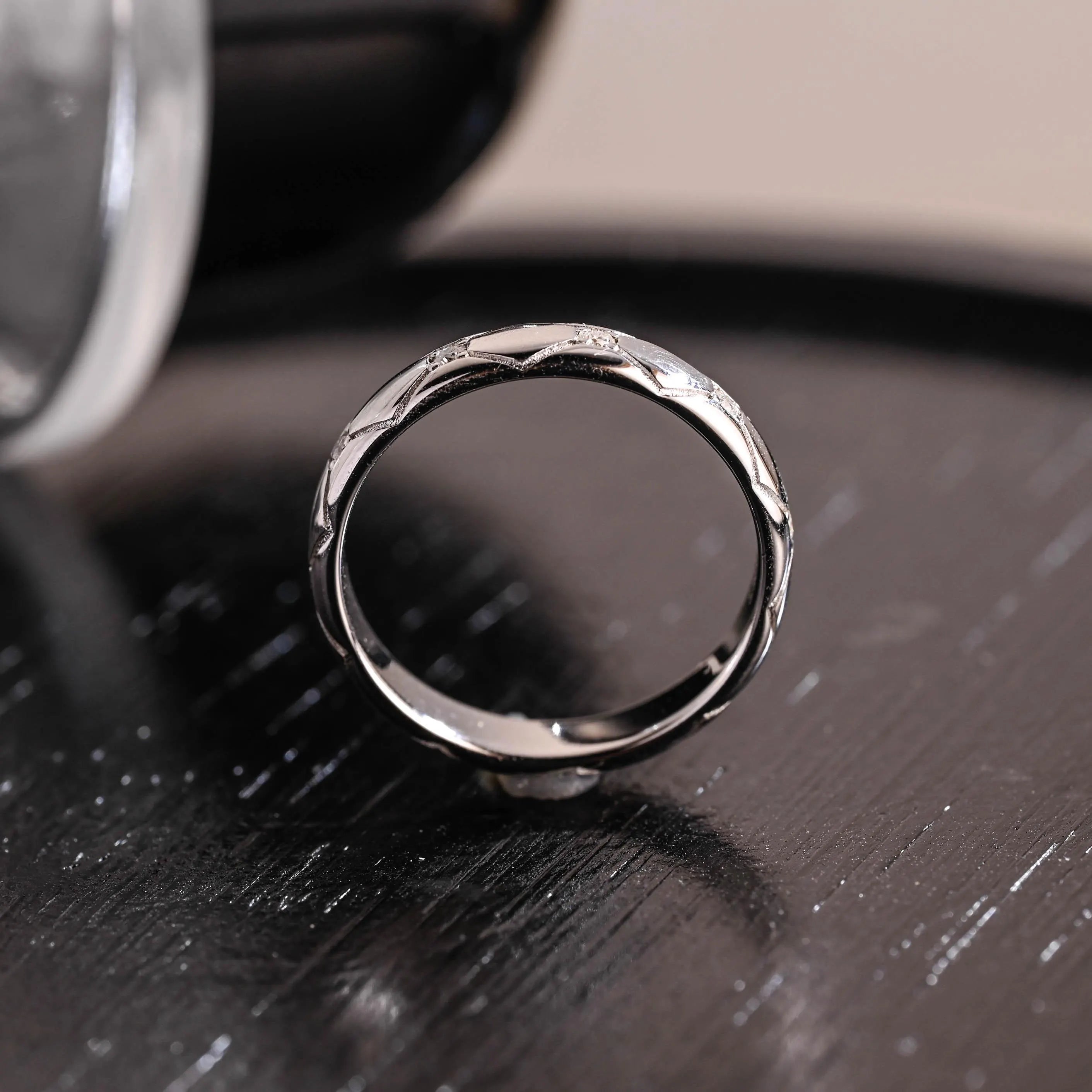 Unique Round Cut Moissanite Wedding Band, Full Eternity Moissanite Wedding Ring, 4mm Diamond Band, Engagement Ring, Anniversary Ring Gifts