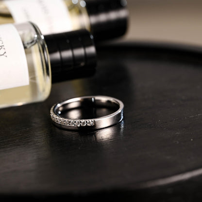 Solid Gold Moissanite Half Eternity Wedding Band, Anniversary Ring