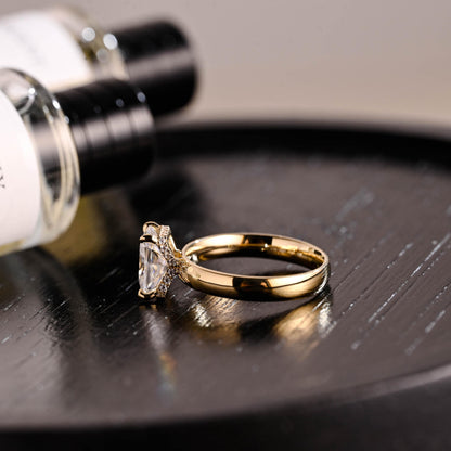 Solid Gold Ascot Hidden Halo Radiant Cut Moissanite Engagement Ring