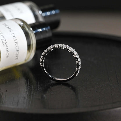 Solid Gold Round Cut Moissanite Wedding Band, Anniversary Ring