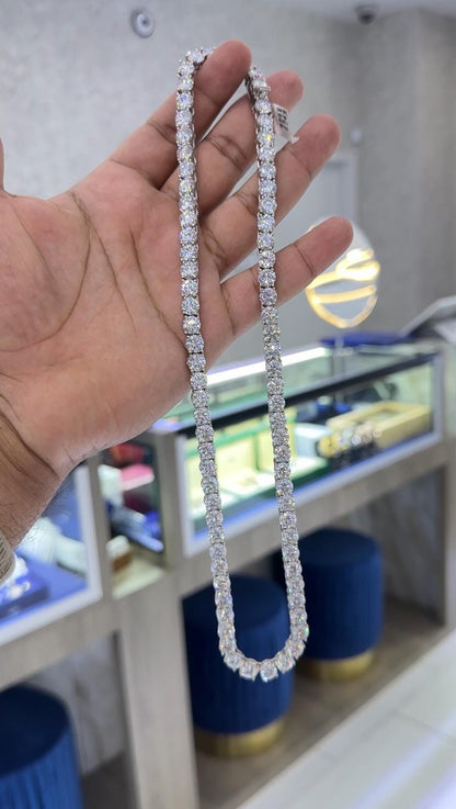 VVS1 Moissanite Diamond Tennis Chain Necklace, 925 Sterling Silver, Tennis Bracelet, Diamond Tennis Necklace, 5mm , 6mm , 7mm, 8mm Width