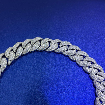VVS Moissanite Cuban Link Bracelet 9.30 Carats VVS D Color Moissanite Iced Out Bracelet For Men Women Passes diamond tester