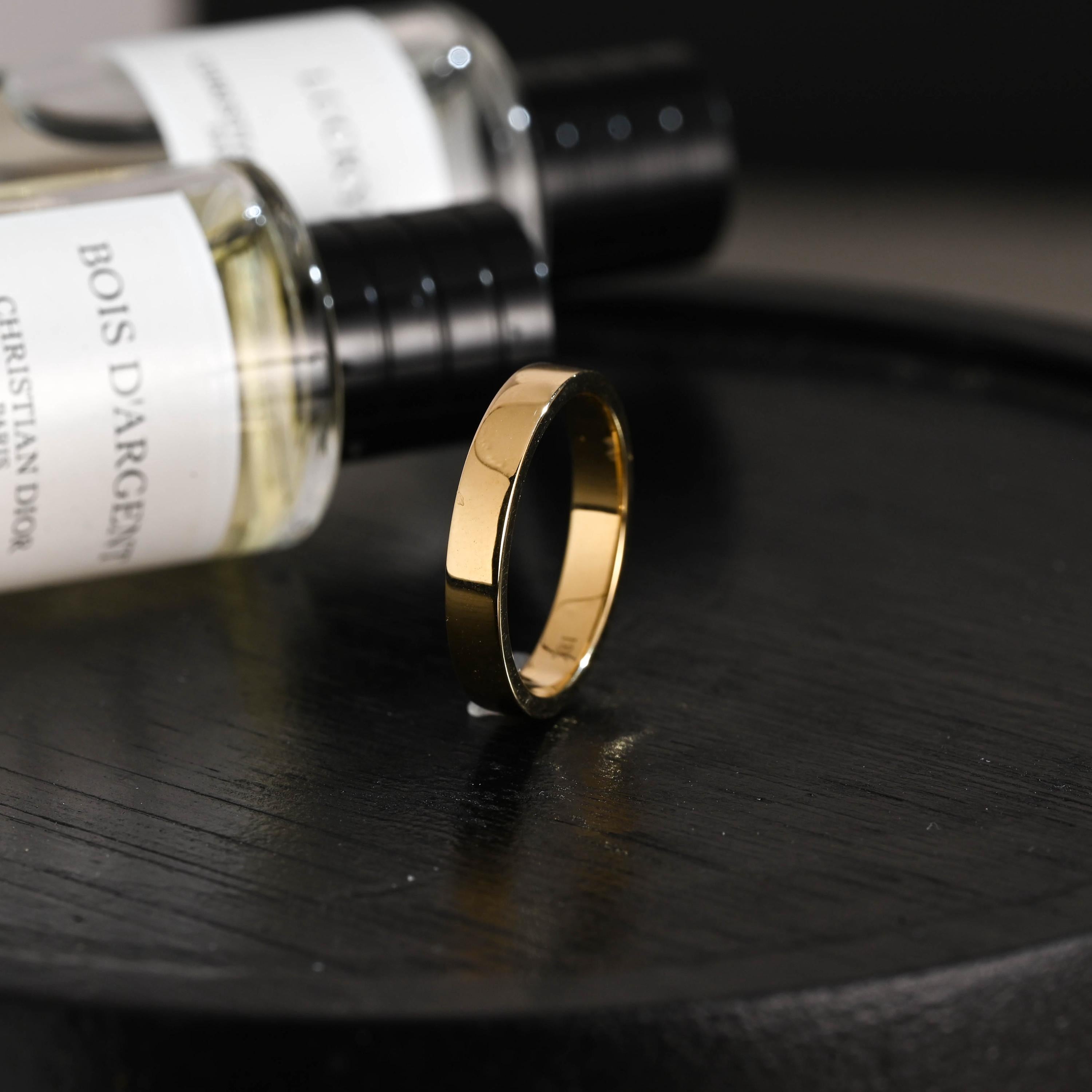 Solid Gold Plain Wedding Band, 3mm Matching Band, Matching Ring, Stackable Wedding Ring, Wedding Accessories, Anniversary Gifts, Cigar Band