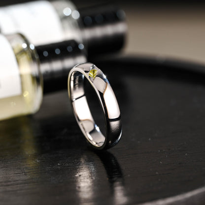 Solid Gold Yellow Sapphire Wedding Band, Matching Ring