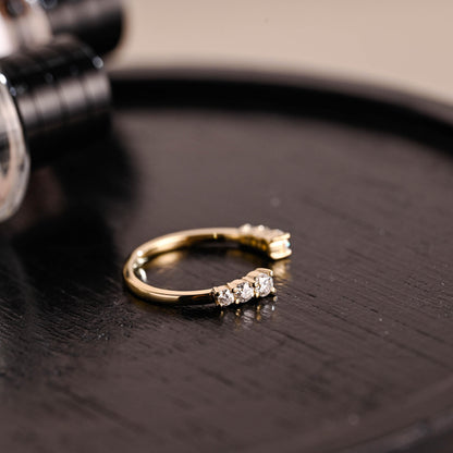 Solid Gold Moissanite Open Wedding Band, Stackable Anniversary Ring