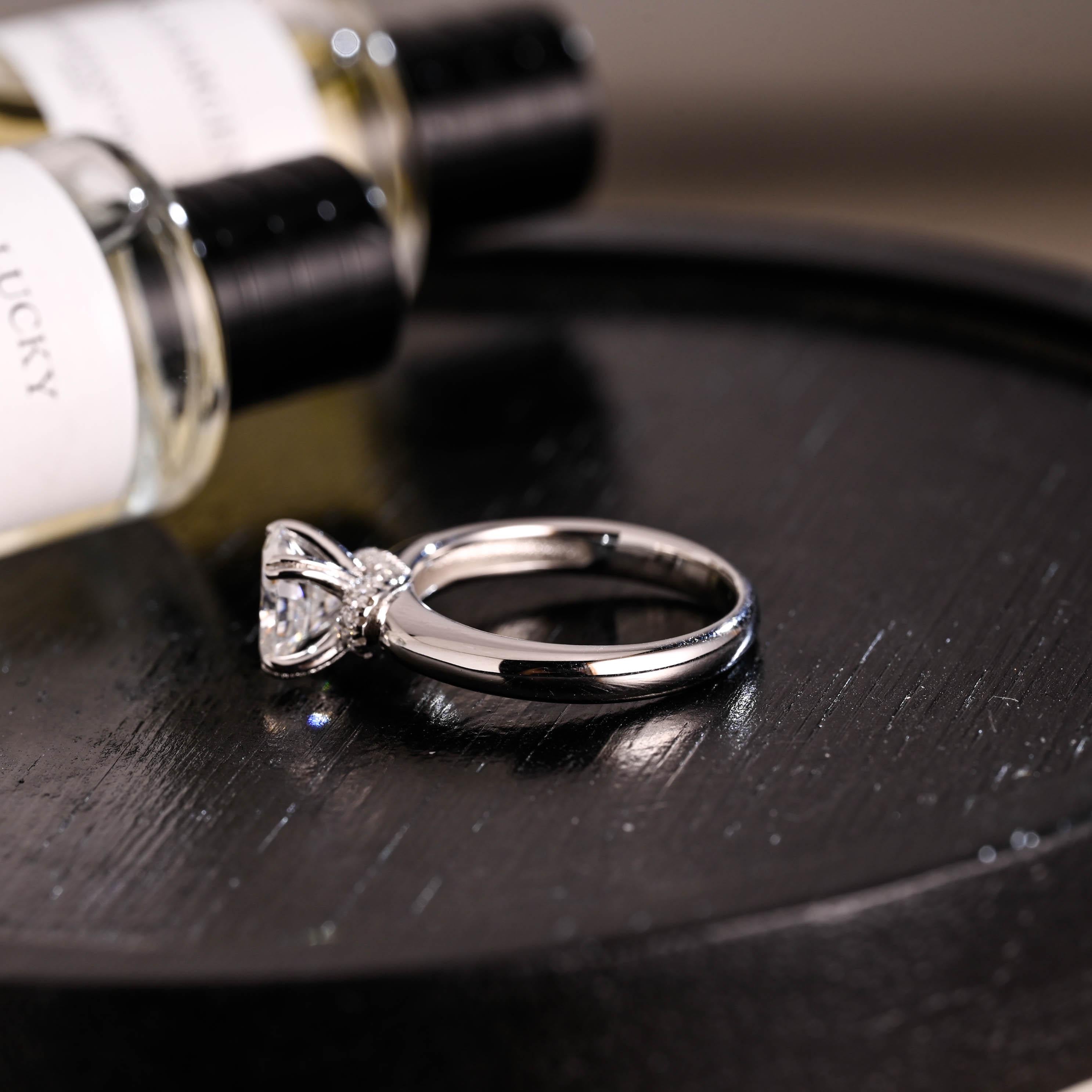 Solid Gold Oval Cut Moissanite Engagement Ring, Anniversary Gift Birthday Gift for Women Wife