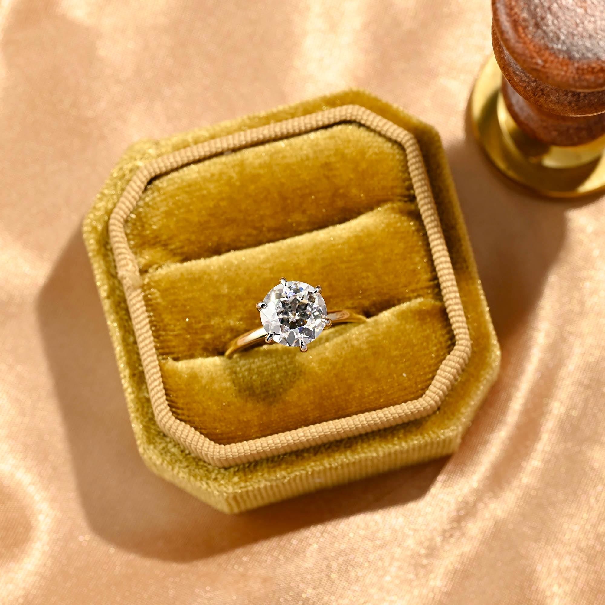 Two Tone Hidden Halo Round Cut Moissanite Engagement Ring, Round Cut Classic 6-Prong Wedding Ring