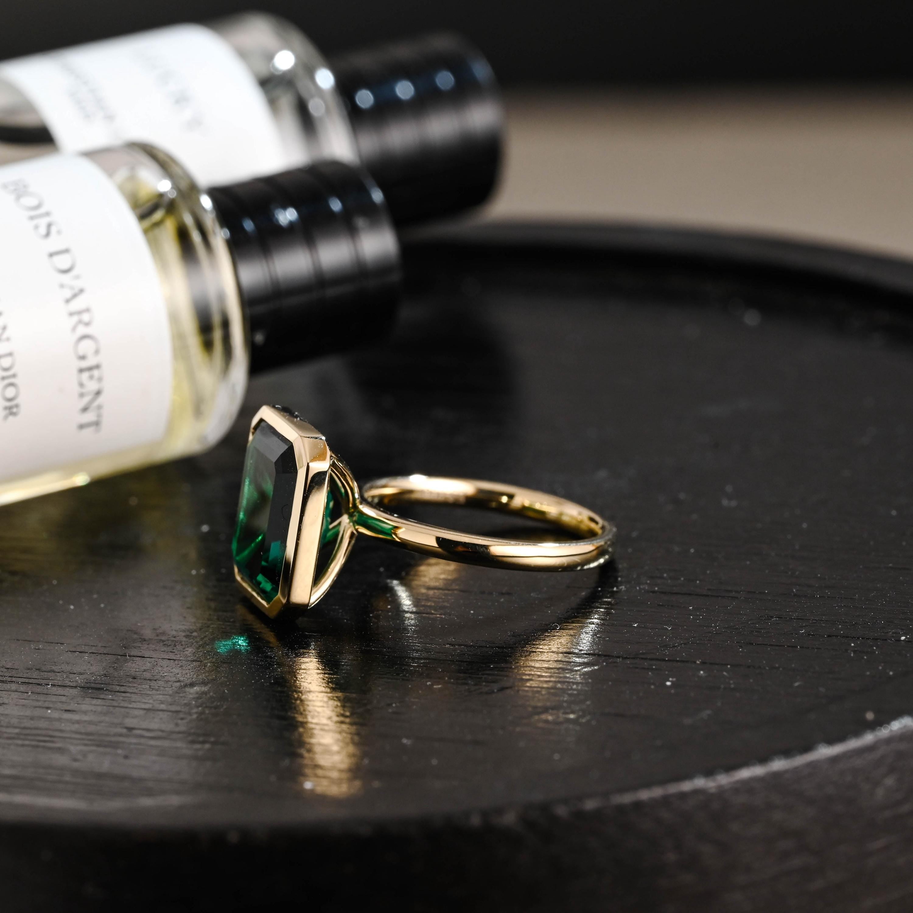 Solid Gold Lab Grown Emerald Engagement Ring, Promise Ring, Wedding Ring, Anniversary Gift Birthday Gift Valentine's Day Gift for Women Wife