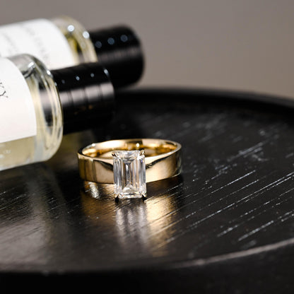 Solid Gold 5mm Solitaire Emerald Cut Moissanite Engagement Ring, Proposal Ring, Promise Ring, Wedding Ring, Anniversary Gift for Women Wife