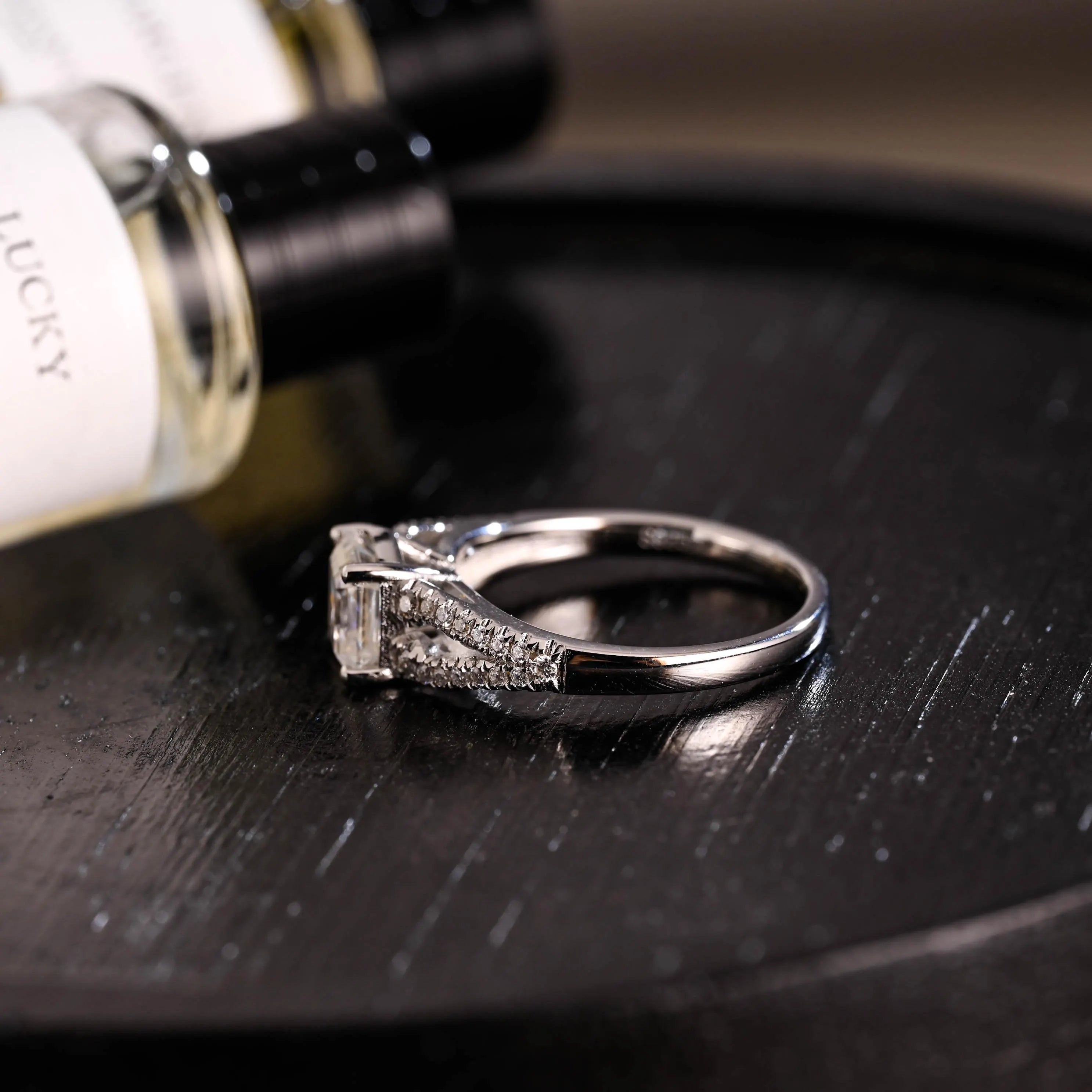 Solid Gold Asscher Cut Moissanite Engagement Ring, Proposal Ring, Promise Ring, Wedding Ring, Anniversary Gift Birthday Gift for Women Wife