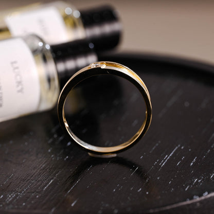 Solid Gold Round Cut Moissanite Wedding Band, Anniversary Ring