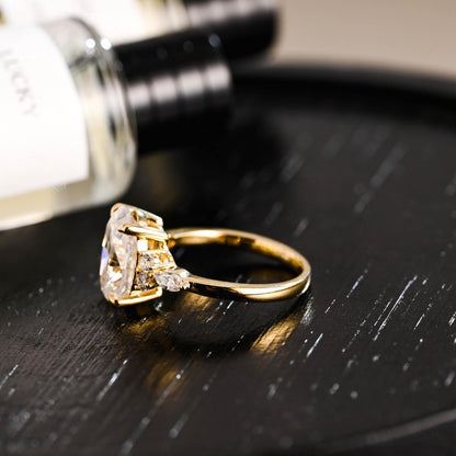 Solid Gold Oval Cut Moissanite Engagement Ring, Anniversary Gift for Women