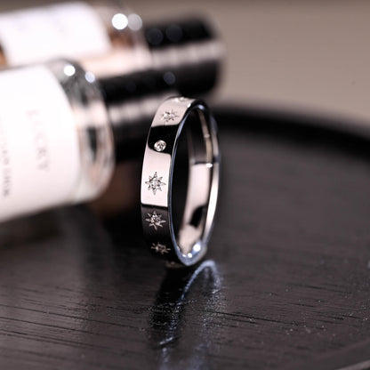 Starburst Moissanite Solid Gold Wedding Band, 4mm Width ternity Ring