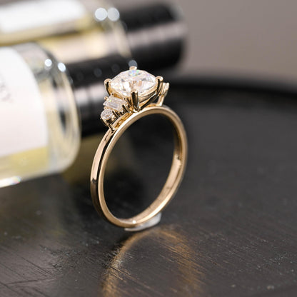 Solid Gold Cushion Cut Moissanite Engagement Ring, Proposal Ring, Round Promise Ring, Wedding Ring, Anniversary Gift Birthday Gift for Women
