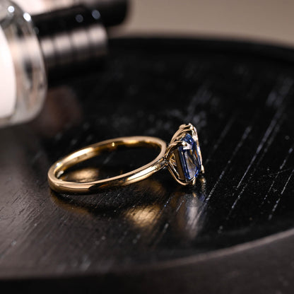 Solid Gold Toi et Moi Pear Moissanite Engagement Ring, Lab Grown Sapphire Two Stone Ring