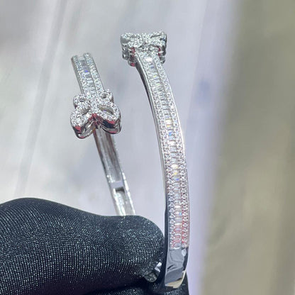 Moissanite Butterfly Bangle: Sterling Silver Baguette Bracelet