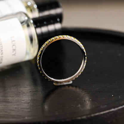 Solid Gold Yellow Sapphire Wedding Band, Matching Ring