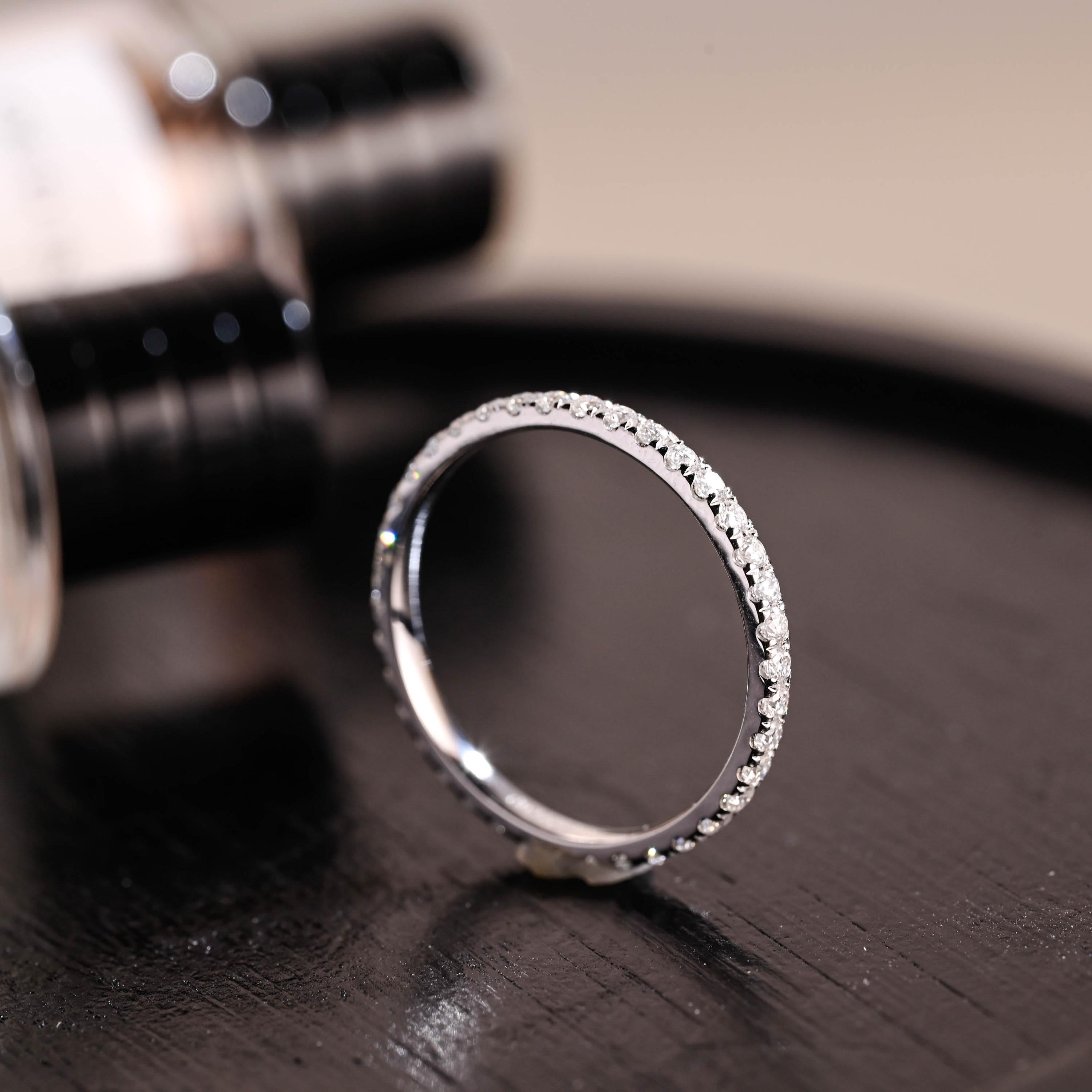 Moissanite Full Pave Solid Gold Eternity Wedding Band