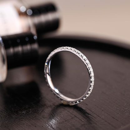 Moissanite Full Pave Solid Gold Eternity Wedding Band