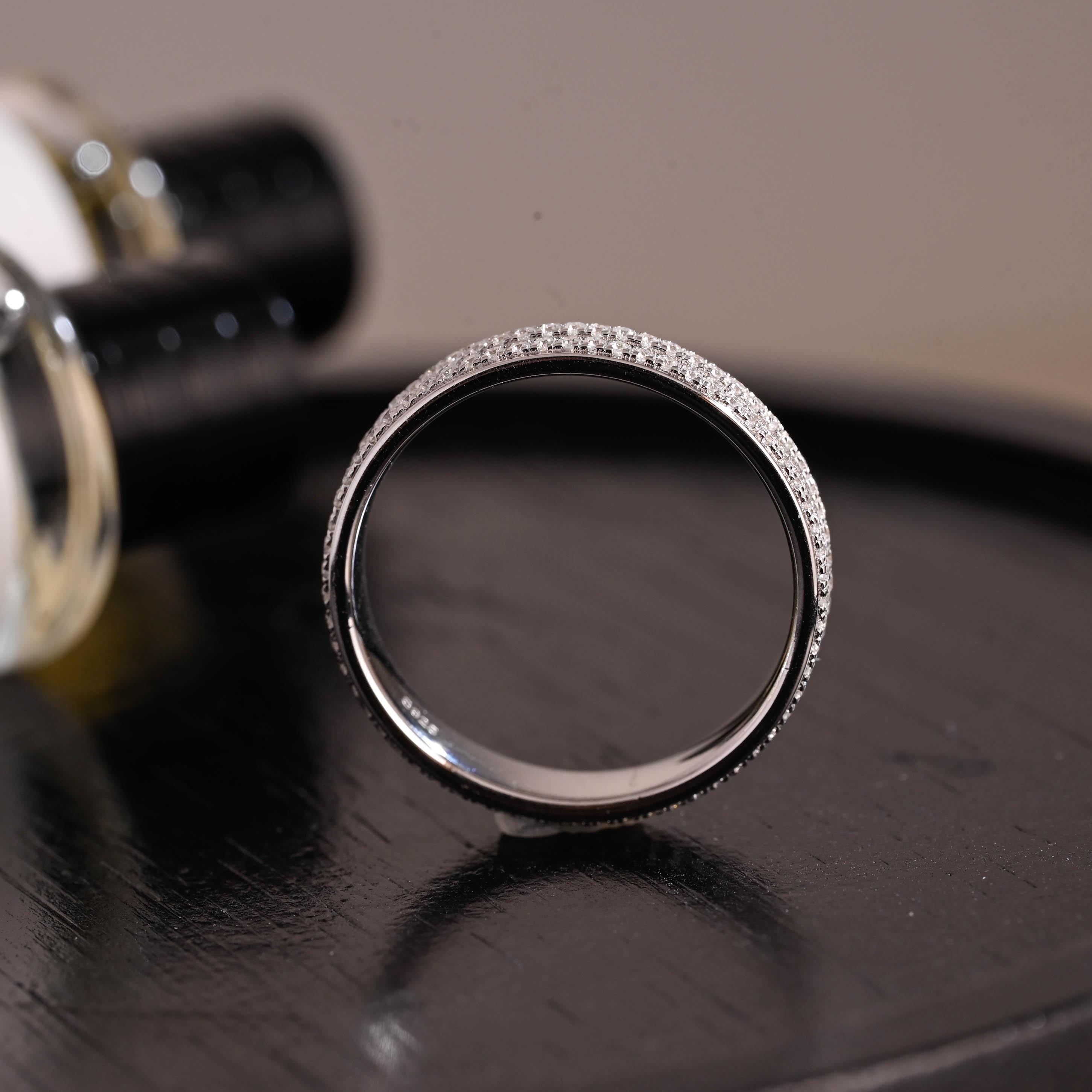 Solid Gold Moissanite Wedding Band, 4.5mm Width Anniversary Ring