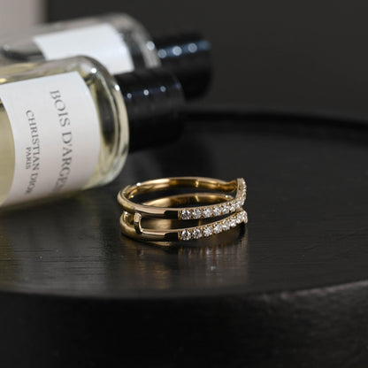 Solid Gold Round Cut Moissanite Wedding Band, Enhancer Matching Ring