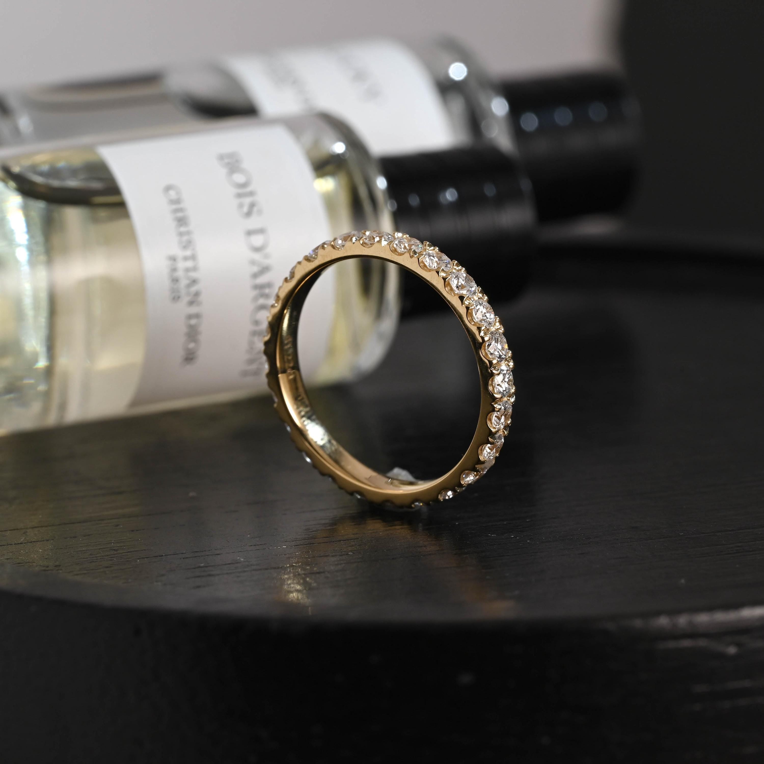 Solid Gold 3mm Round Cut Moissanite Wedding Band, Anniversary Ring