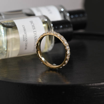 Solid Gold 3mm Round Cut Moissanite Wedding Band, Anniversary Ring