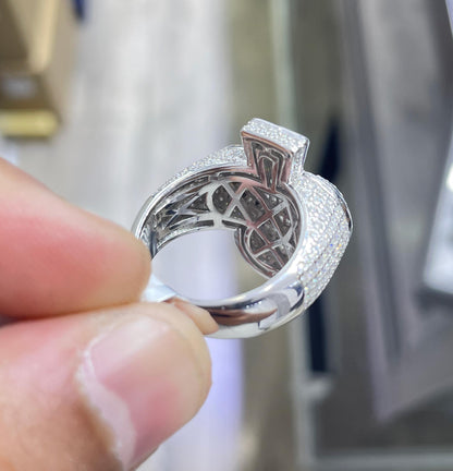 Iced Out Ace of Clubs Ring: 5.7 CTW Moissanite, 925 Sterling Silver