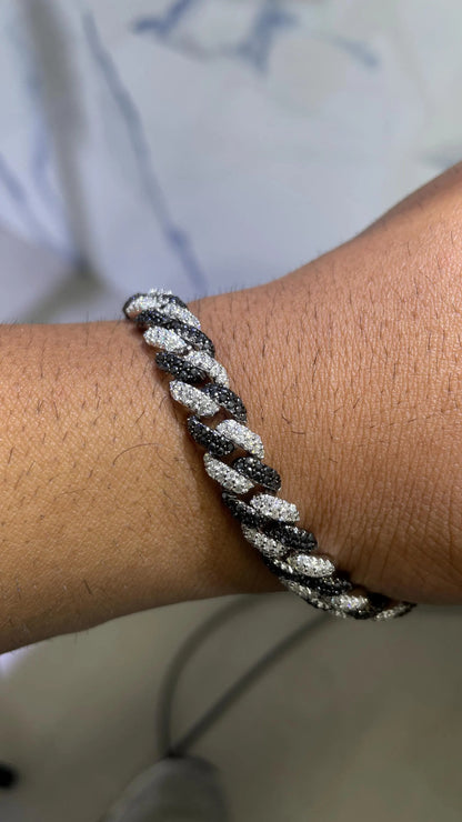 Moissanite VVS1 Cuban Link 6mm 8mm 925 Sterling Silver Passes Diamond Tester | 2 Tone Black stone and VVS Moissanites