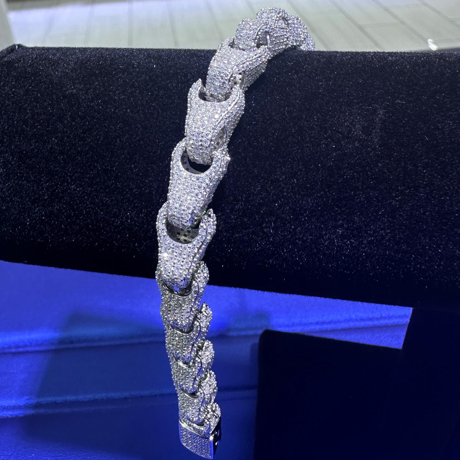 Iced Out Moissanite Bracelet – 17.21 CTW | 10mm Width | VVS D Color Stones