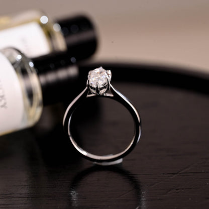 Marquise Cut Moissanite Ring, Solid Gold Cathedral Setting, Anniversary Gift