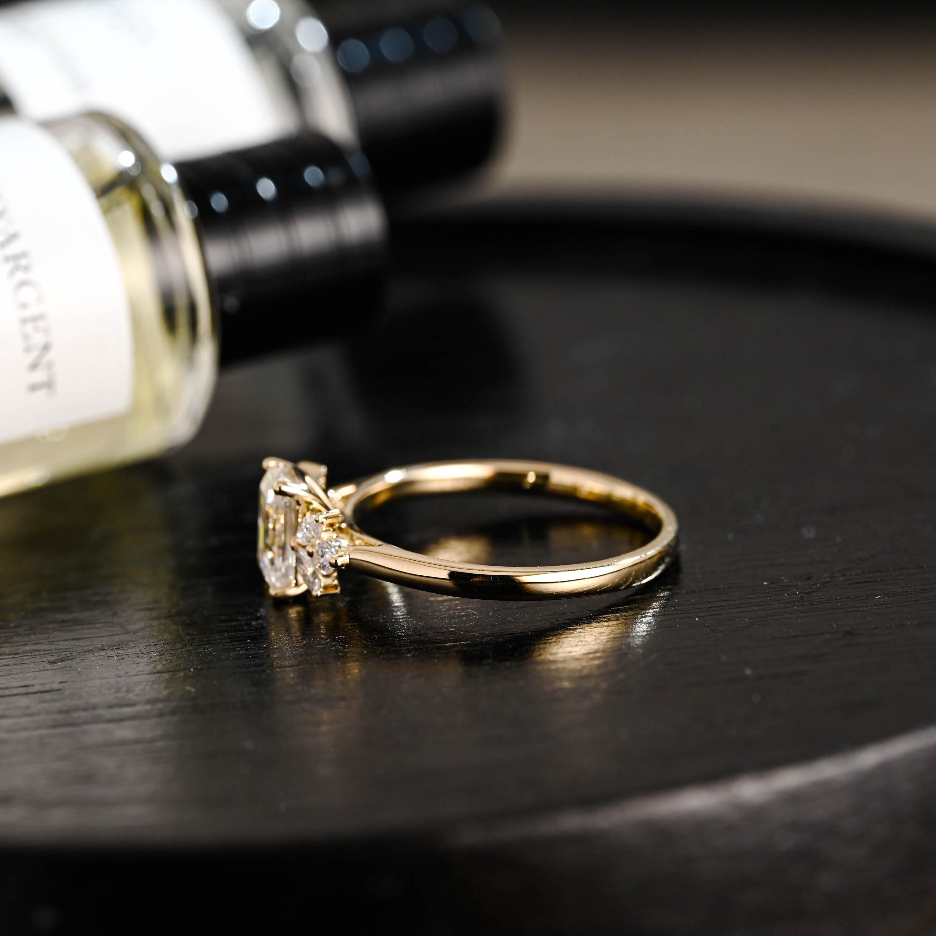 Solid Gold Emerald Cut Moissanite Engagement Ring, Proposal Ring, Promise Ring, Wedding Ring, Anniversary Gift Birthday Gift for Women