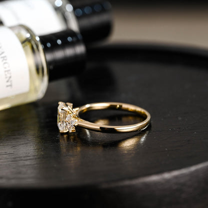 Solid Gold Emerald Cut Moissanite Engagement Ring, Proposal Ring, Promise Ring, Wedding Ring, Anniversary Gift Birthday Gift for Women