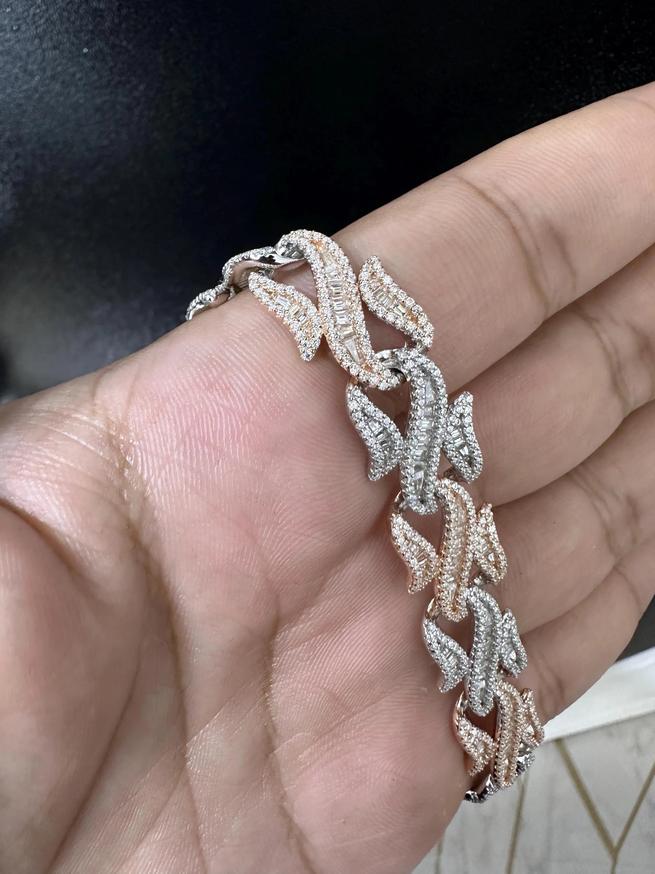 Two-Tone Moissanite Iced Out Bracelet | 10.86 Carat VVS Bracelet | 925 Sterling Silver Two Tone VVS D Color Bracelet